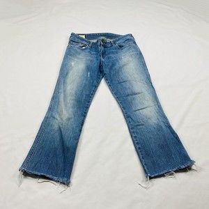 Abercrombie & Fitch Jeans Womens Size 8 Straight Cropped Distressed Raw Hem
